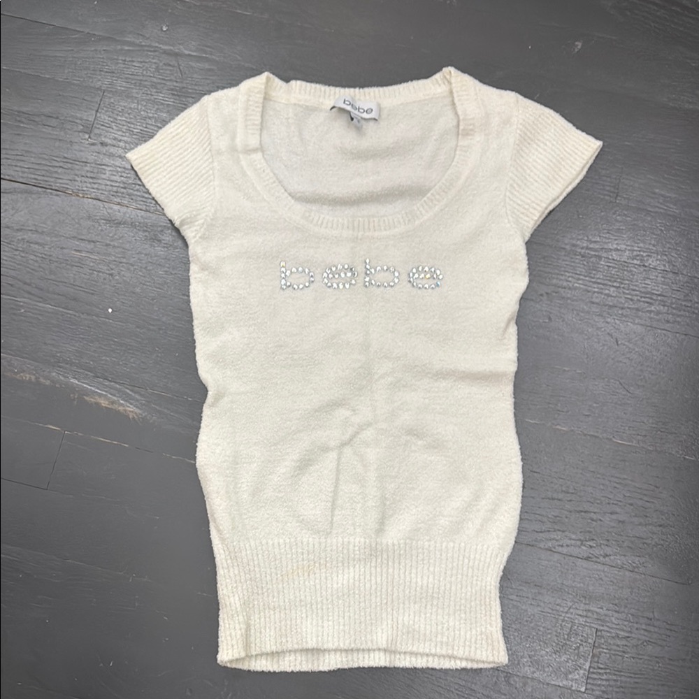 Bebe Cream Short Sleeve Sweater